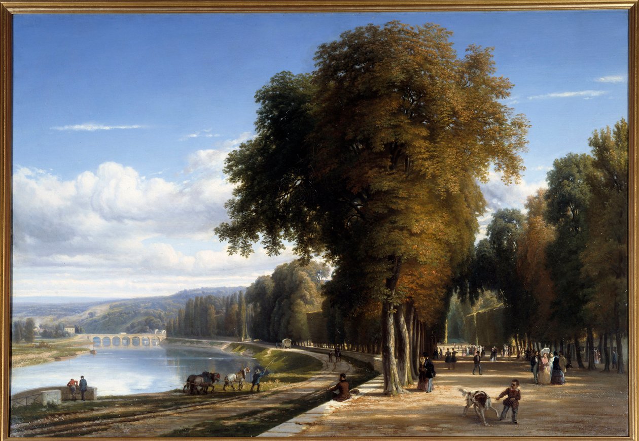 Kävele Raymond Esbratin (1809-1856) 1850 Roannen Saint Cloud Park -maalaukseen. Musee Joseph Dechelette - Kävele Saint Cloudin puistossa. Raymond Esbratin (1809-1856) maalaus tekijältä Raymond Esbrat