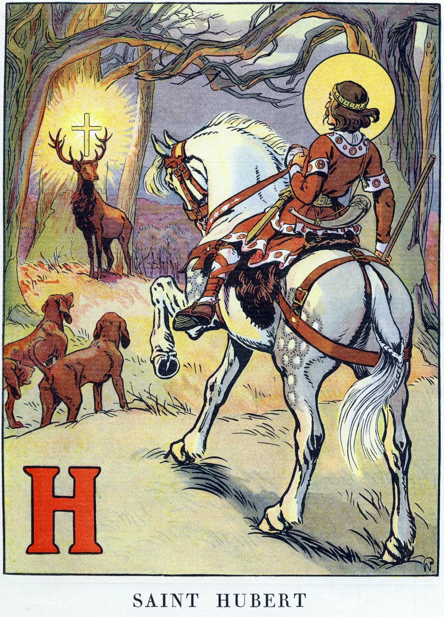 Pyhän Hubertuksen näky (656 ja 658-727). tekijältä Raymond de la Neziere