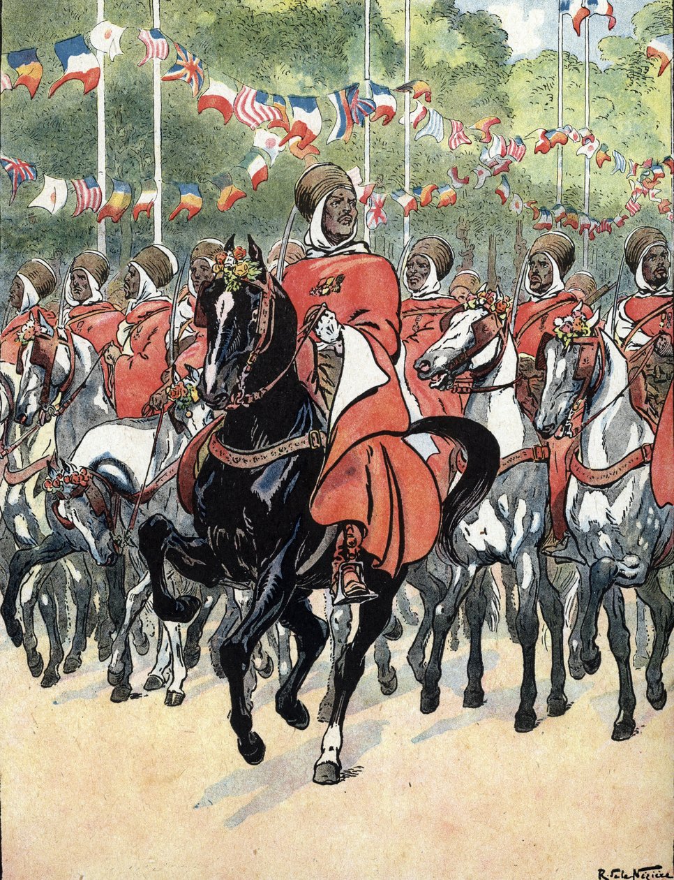 Ensimmäinen maailmansota: voitonparaati Champs Elysees -kadulla. tekijältä Raymond de la Neziere