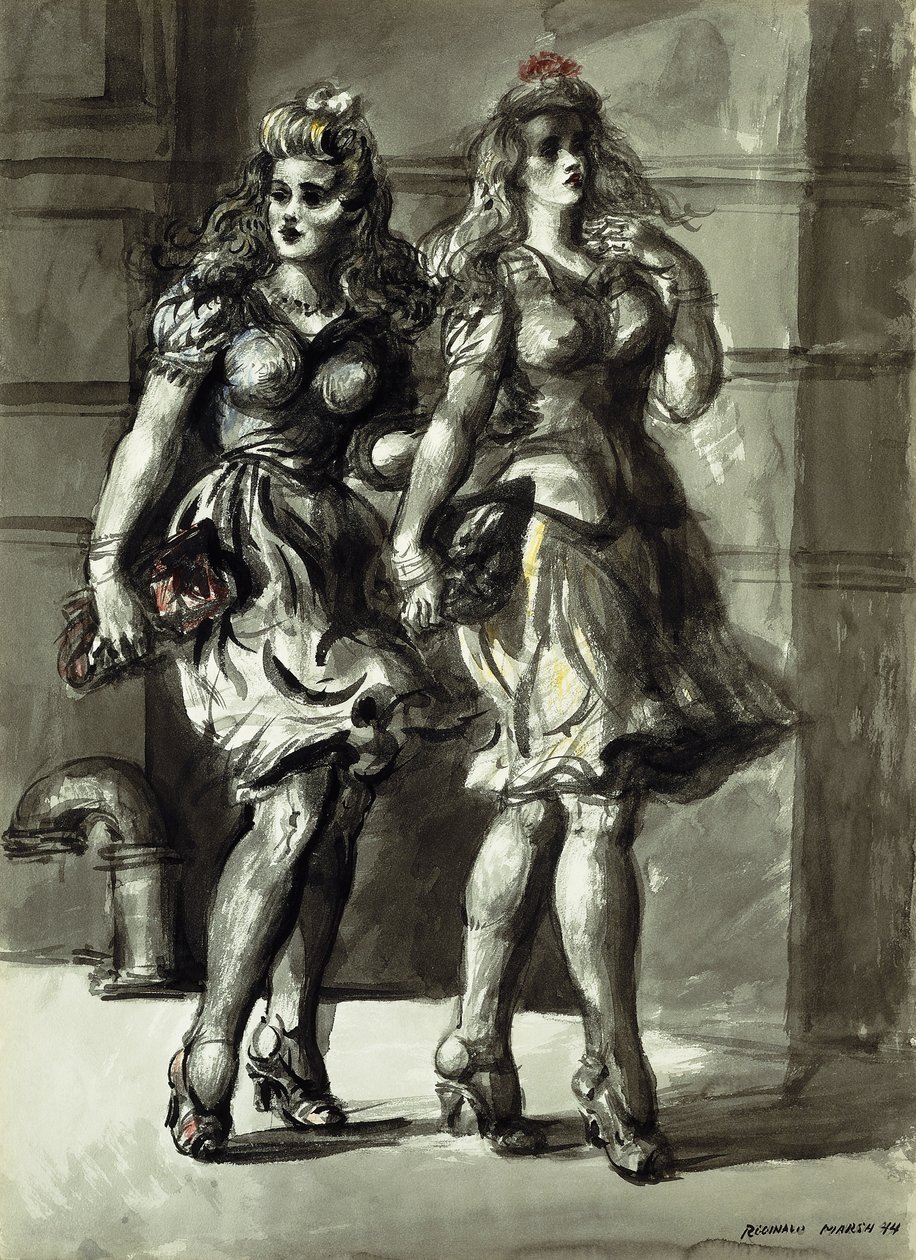 Kaksi nuorta naista kävelee tekijältä Reginald Marsh
