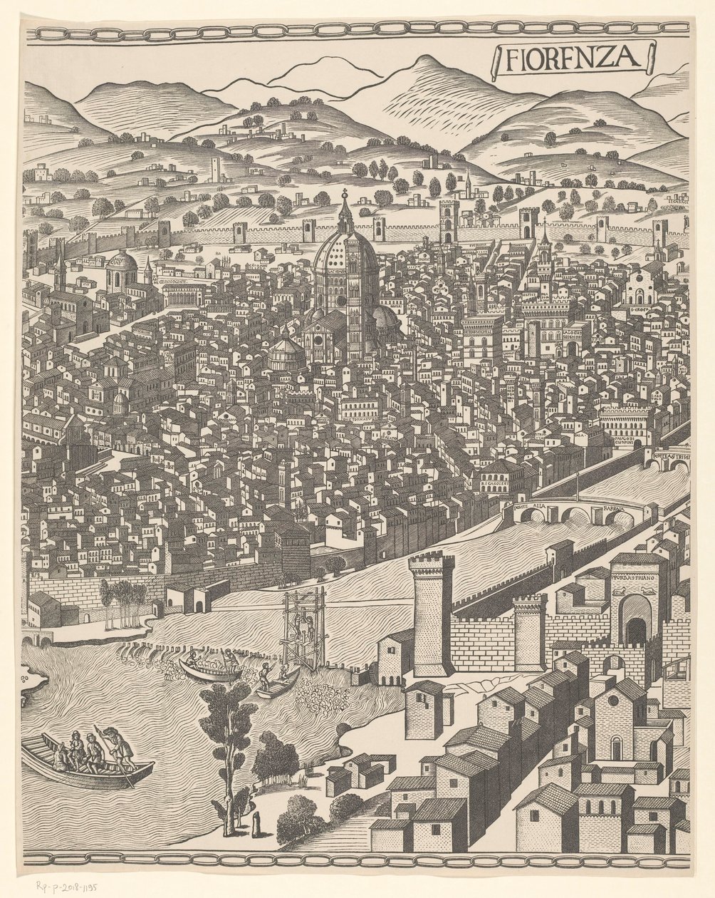 Näkymä Firenzeen (keskiosa) Fiorenza (otsikko esineessä) tekijältä Reichsdruckerei
