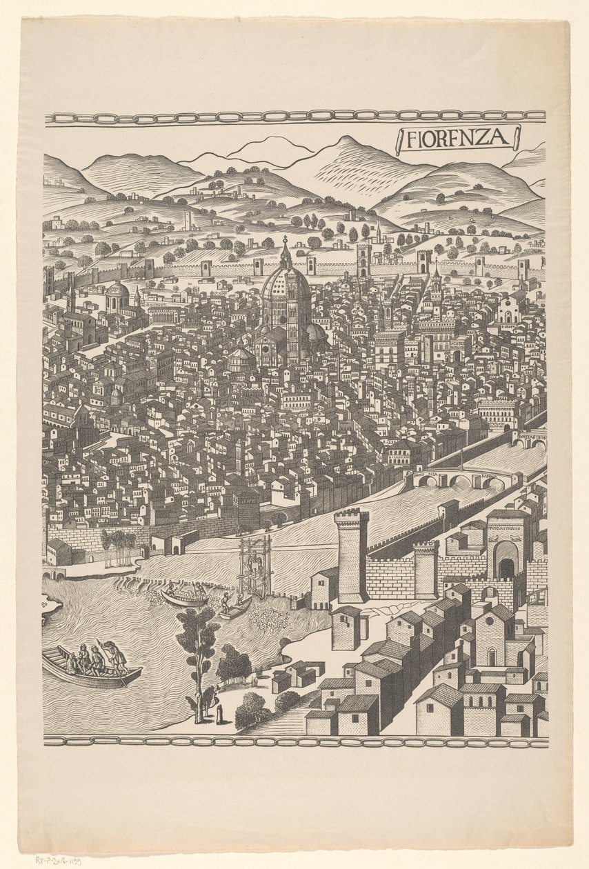 Vista de Florença (parte central) Fiorenza (título no objeto) finalização tekijältä Reichsdruckerei