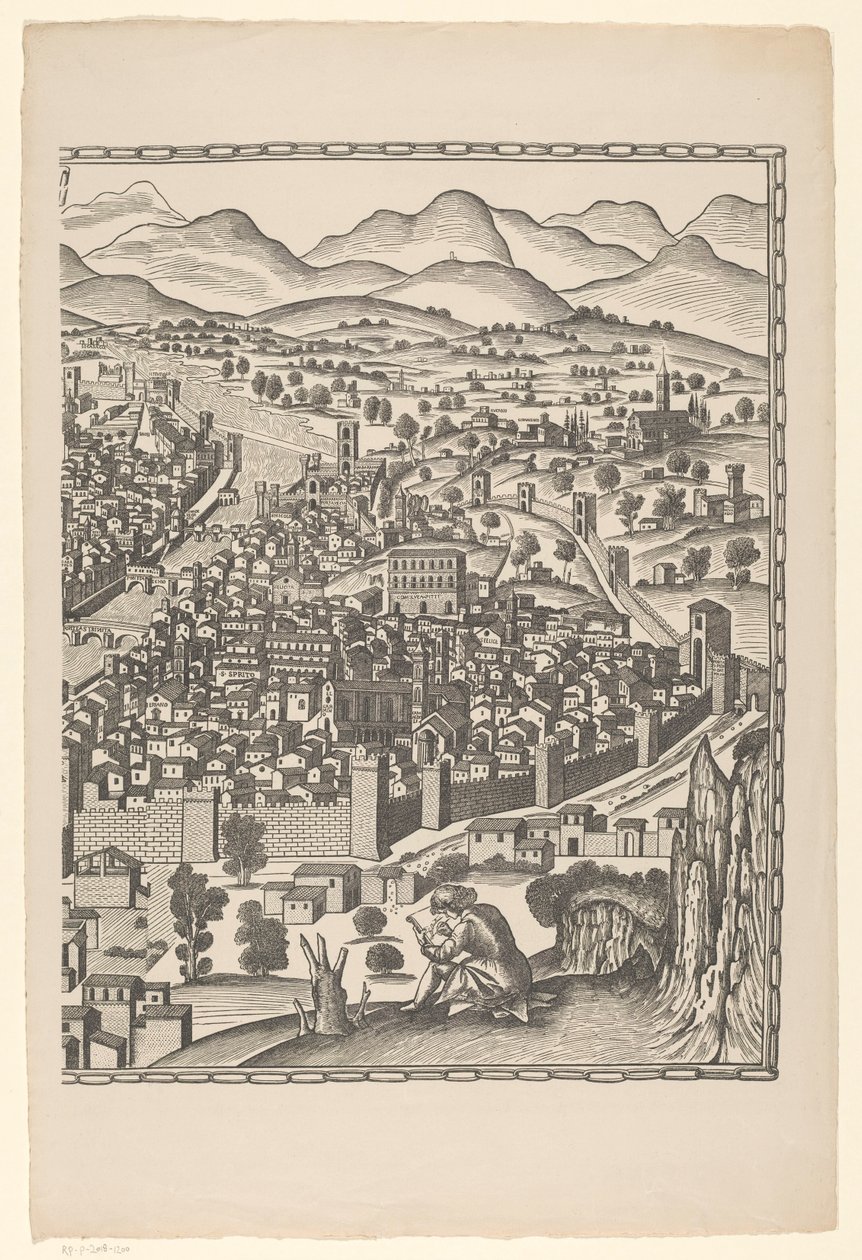 Näkymä Firenzeen (oikea osa) Fiorenza (otsikko esineessä) tekijältä Reichsdruckerei