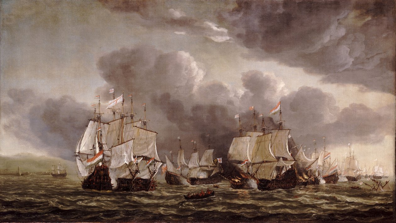 Leghornin taistelu, 4. maaliskuuta 1653, noin 1653 (öljy kankaalle). tekijältä Reinier Nooms