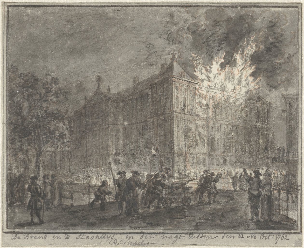 Tuli Amsterdamin kaupungintalossa, 1762 tekijältä Reinier Vinkeles (I)