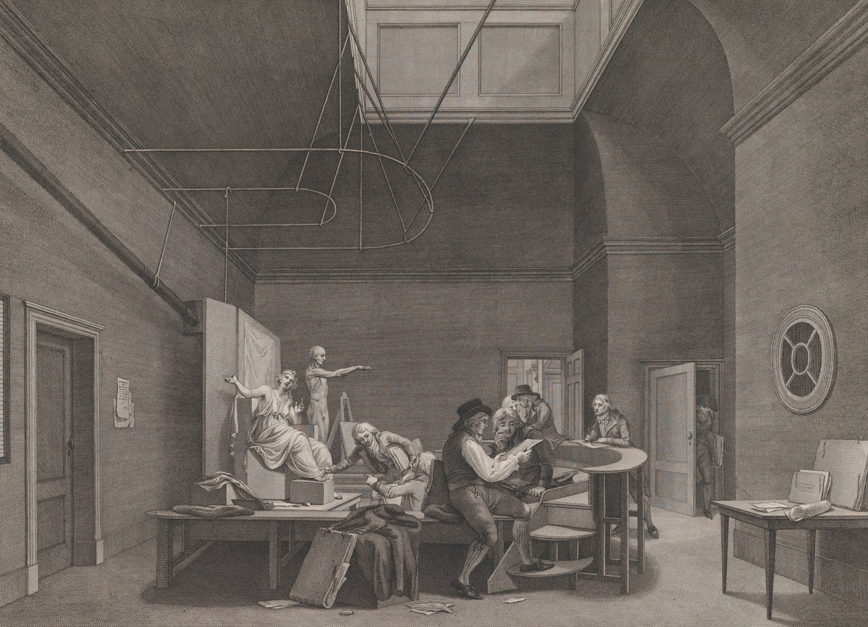 Piirustusakatemia Felix Meritis -seurassa Amsterdamissa, n. 1800. tekijältä Reinier Vinkeles