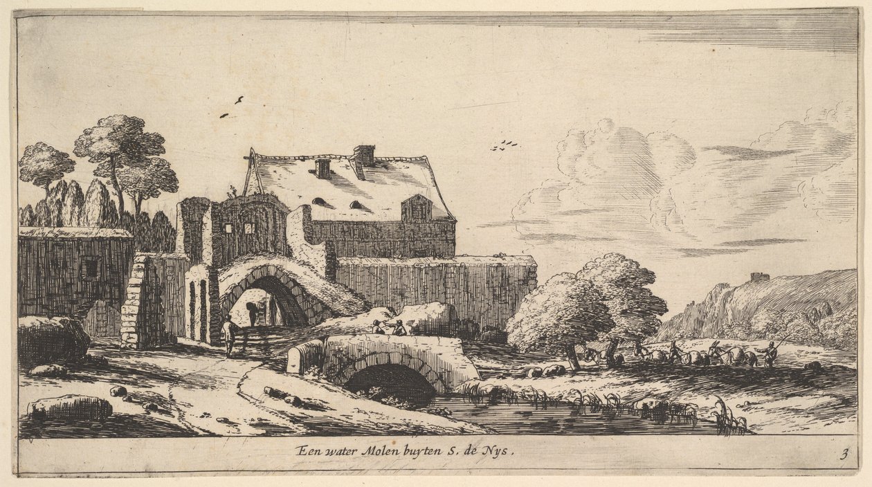 Vesimylly lähellä St. Denisiä, 1600-luku. tekijältä Reinier Zeeman