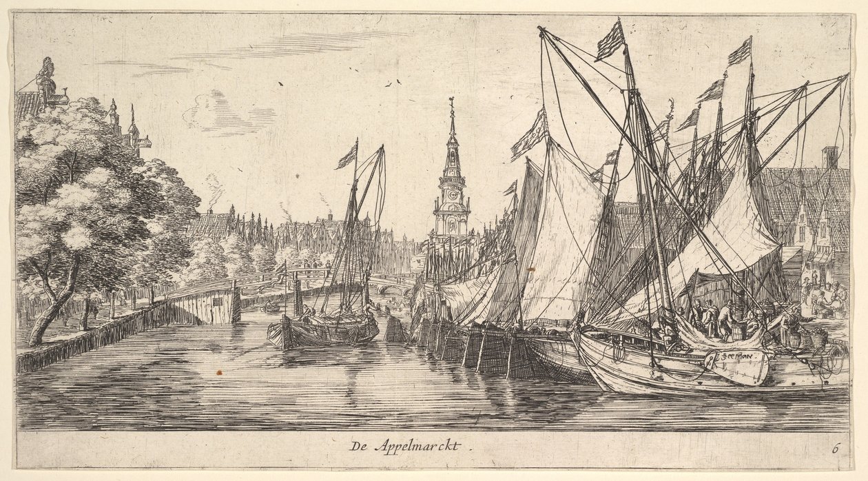 De Appelmarckt Apple Market, Amsterdamin Viewsilta, levy 6, n. 165962 . tekijältä Reinier Zeeman