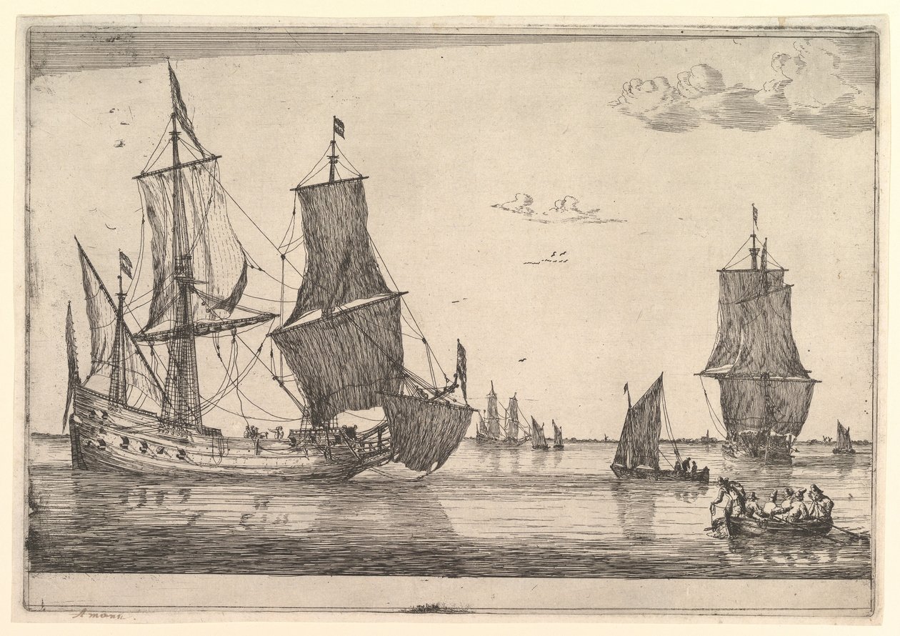 Suuri purje- ja soutuvene, 1600-luku. tekijältä Reinier Zeeman