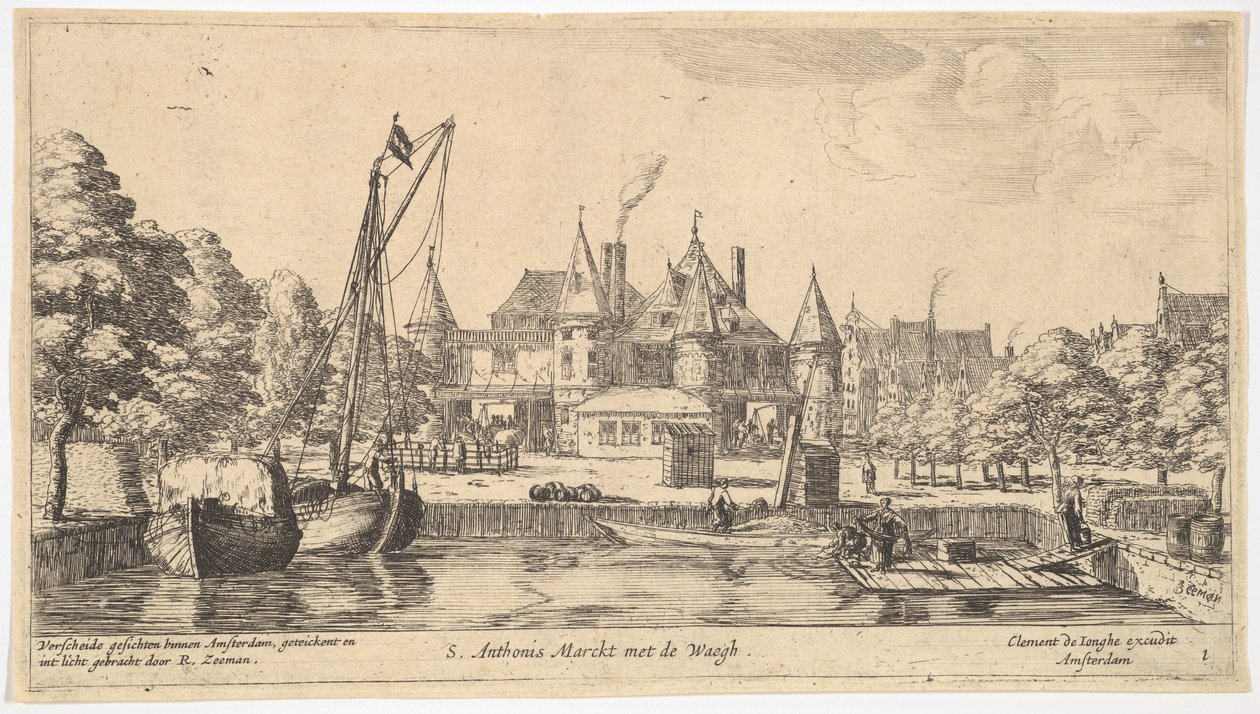 S. Anthonis Marckt de Waeghin kanssa, 1600-luku. tekijältä Reinier Zeeman