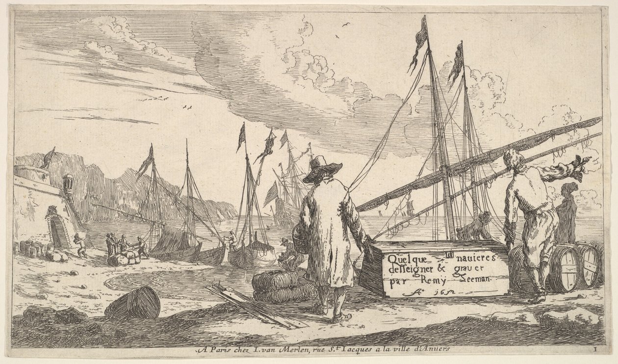 Nimilehti, Jotkut laivat suunnitellut ja kaivertanut Remy Zeeman, 1652. tekijältä Reinier Zeeman