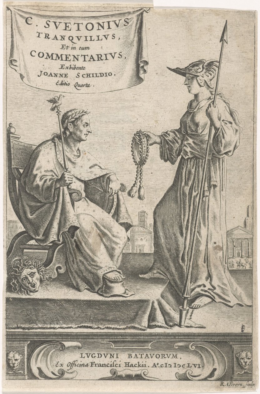 Jalusta, jossa keisari istuimellaan Nimilehti: J. Schild, [Ooppera], 1656 tekijältä Reinier van Persijn