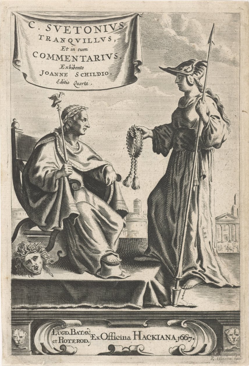 Jalusta, jossa keisari istuimellaan Nimilehti: J. Schild, [Ooppera], 1667 tekijältä Reinier van Persijn