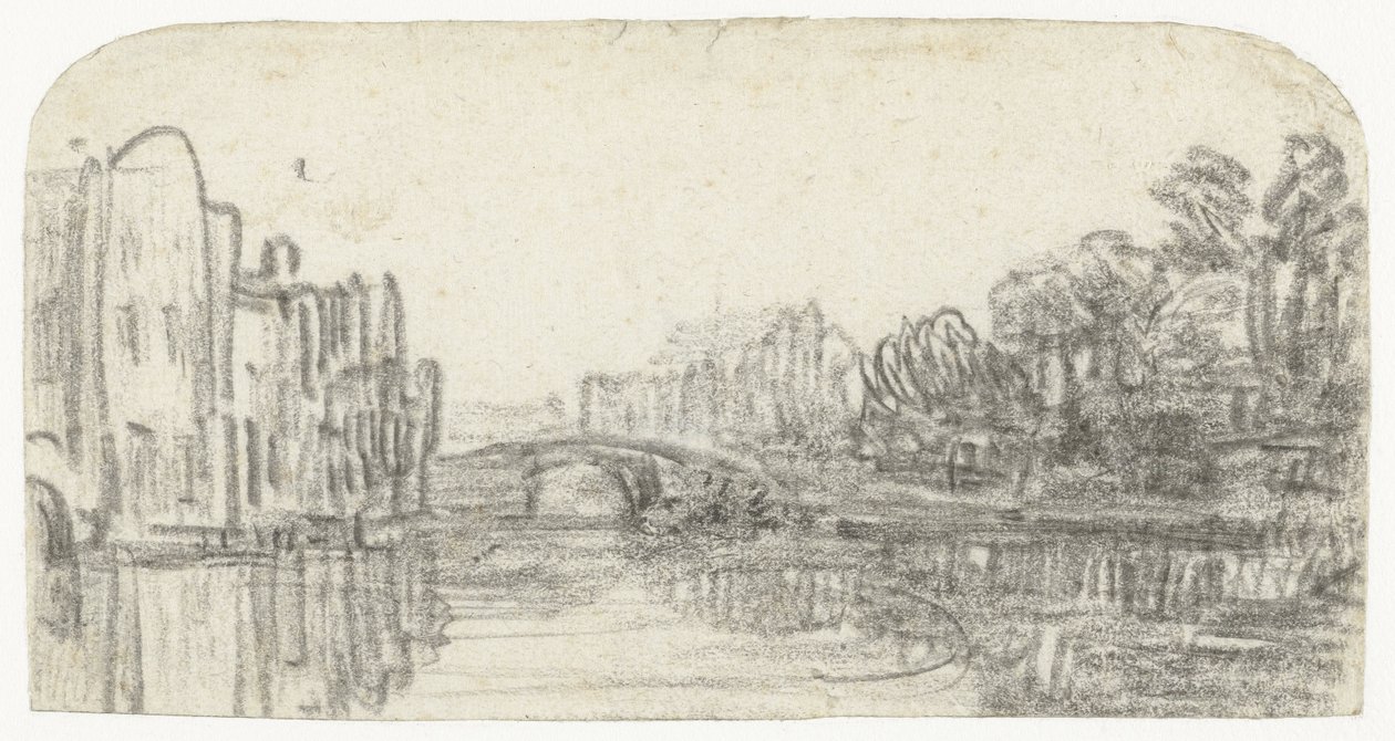 Gezicht op de Nieuwezijds Voorburgwal Amsterdamissa tekijältä Rembrandt van Rijn