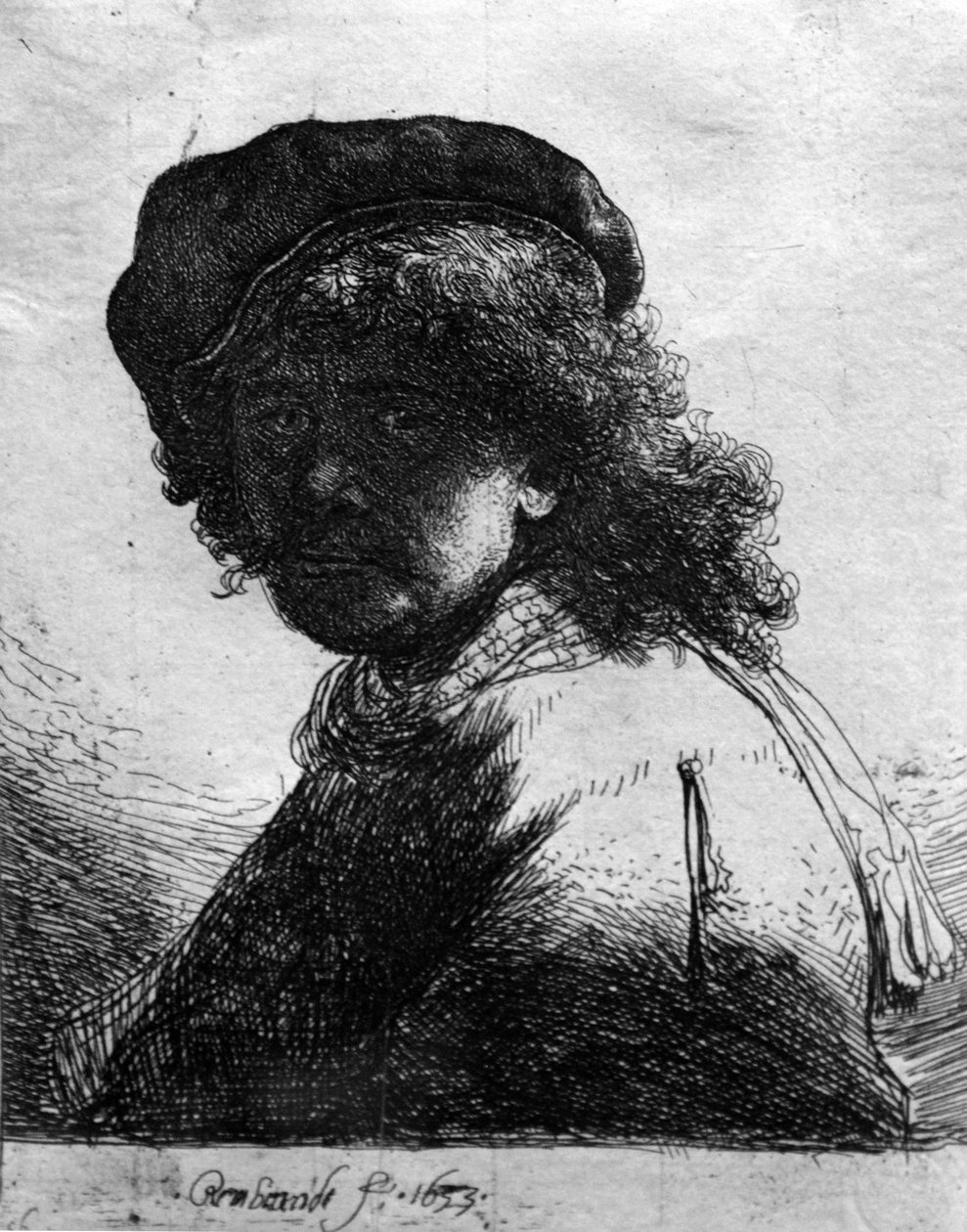 Omakuva huivilla tekijältä Rembrandt van Rijn