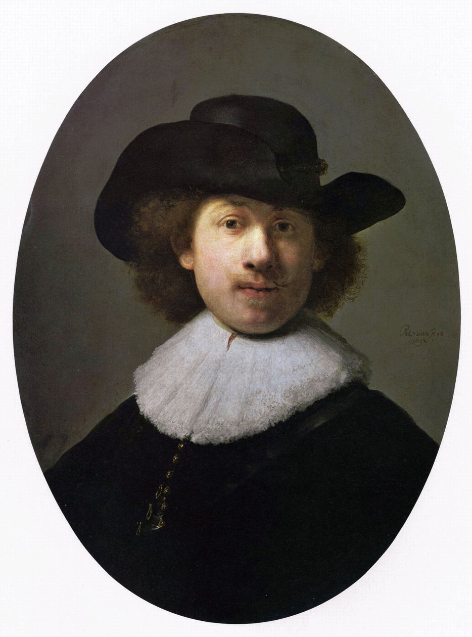 Omakuva, jossa laajakulmahattu tekijältä Rembrandt van Rijn