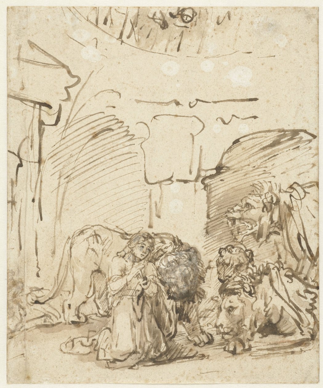 Daniel leijonien luolassa, noin 1650 tekijältä Rembrandt van Rijn