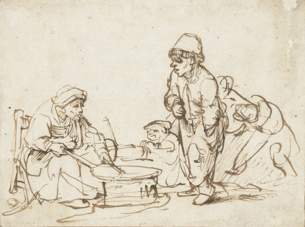 Pannukakkunainen, n. 1635 tekijältä Rembrandt van Rijn