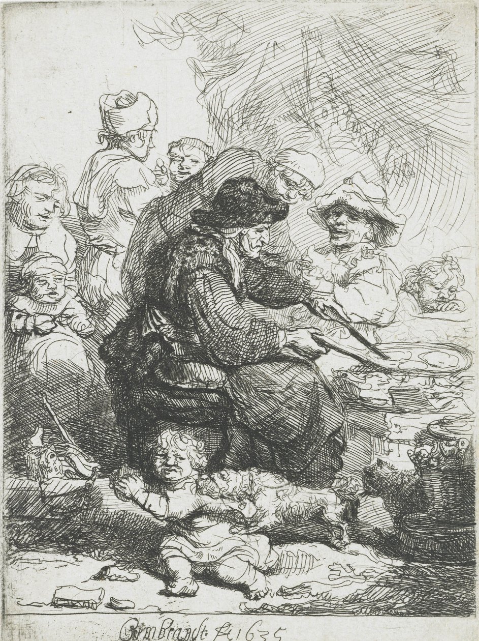 Pannukakkuvalmistaja, 1635 tekijältä Rembrandt van Rijn