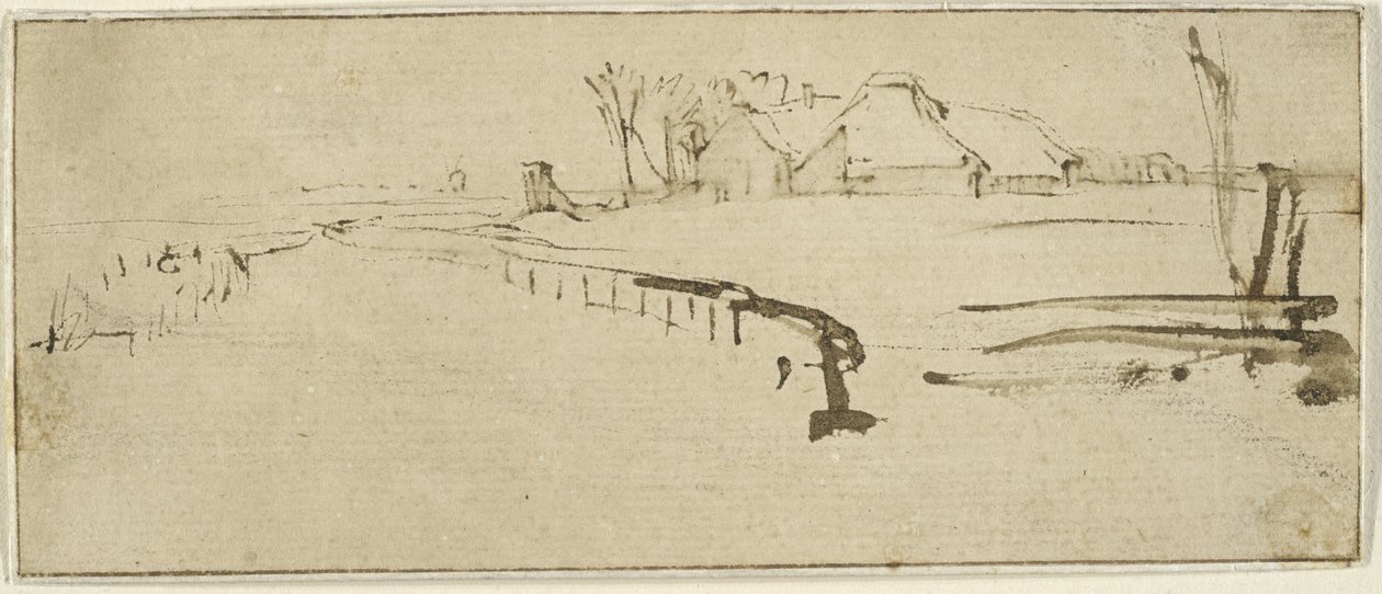 Maisema maatilan kanssa, n. 1648-1650 (talvimaisema) tekijältä Rembrandt van Rijn