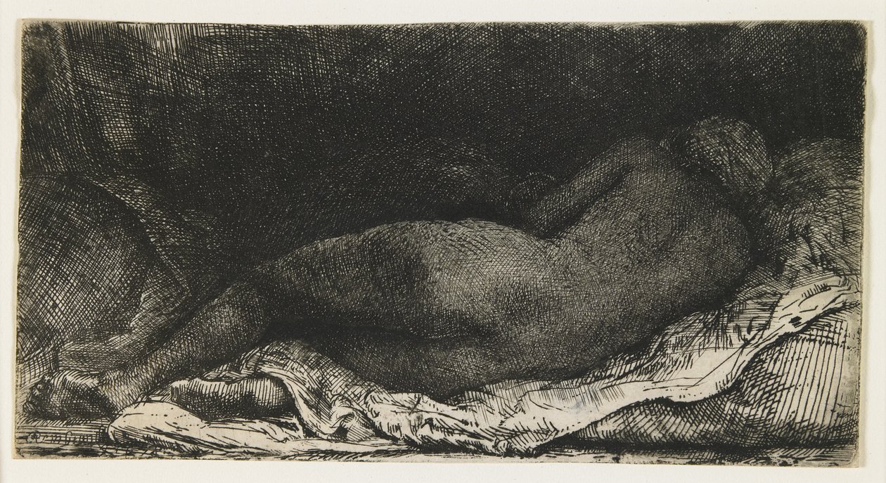 Negress makuulla, 1658 tekijältä Rembrandt van Rijn