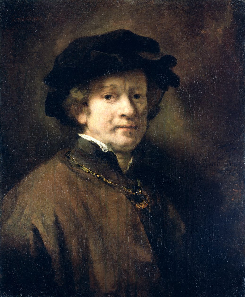 Omakuva lippalla ja kultaketjulla, 1654 tekijältä Rembrandt van Rijn