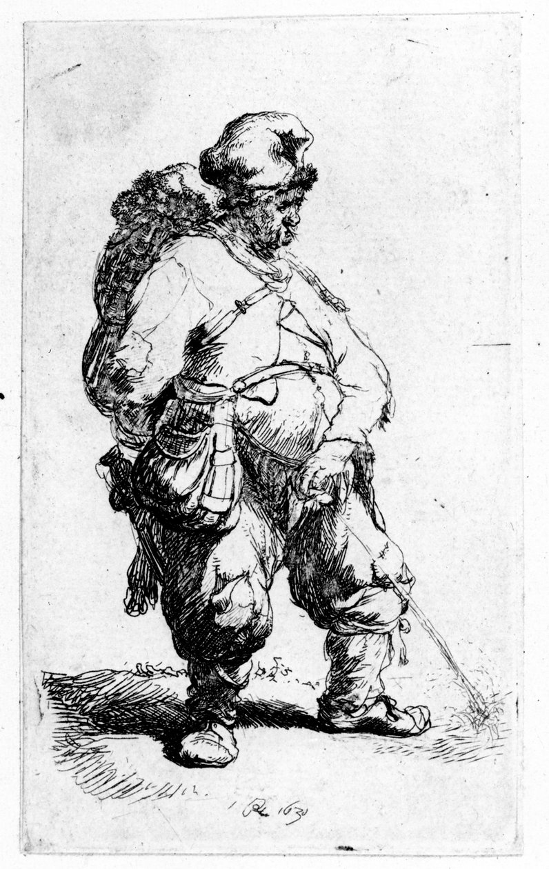 Mies virtsaa, 1631 (kaikua) tekijältä Rembrandt van Rijn