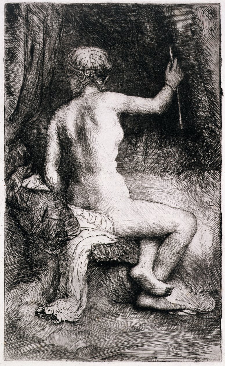 AD.12.39-153 Nainen nuolen kanssa, 1661 tekijältä Rembrandt van Rijn