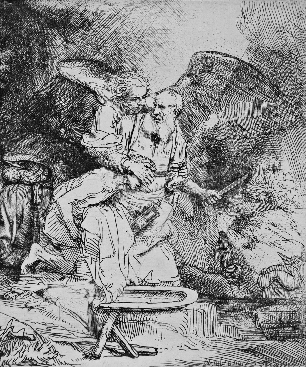 Abrahamin uhri tekijältä Rembrandt van Rijn