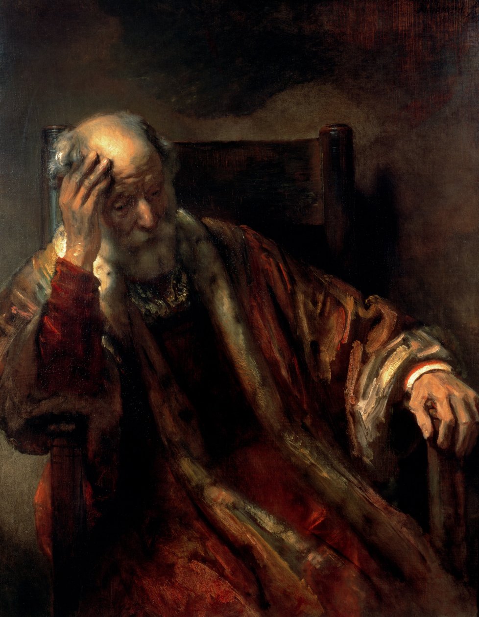 Vanha mies nojatuolissa tekijältä Rembrandt van Rijn