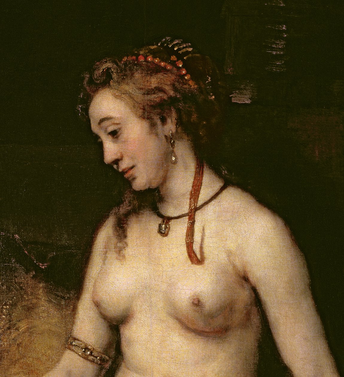 Bathsheba Bathing, 1654 (44593:n yksityiskohta) tekijältä Rembrandt van Rijn