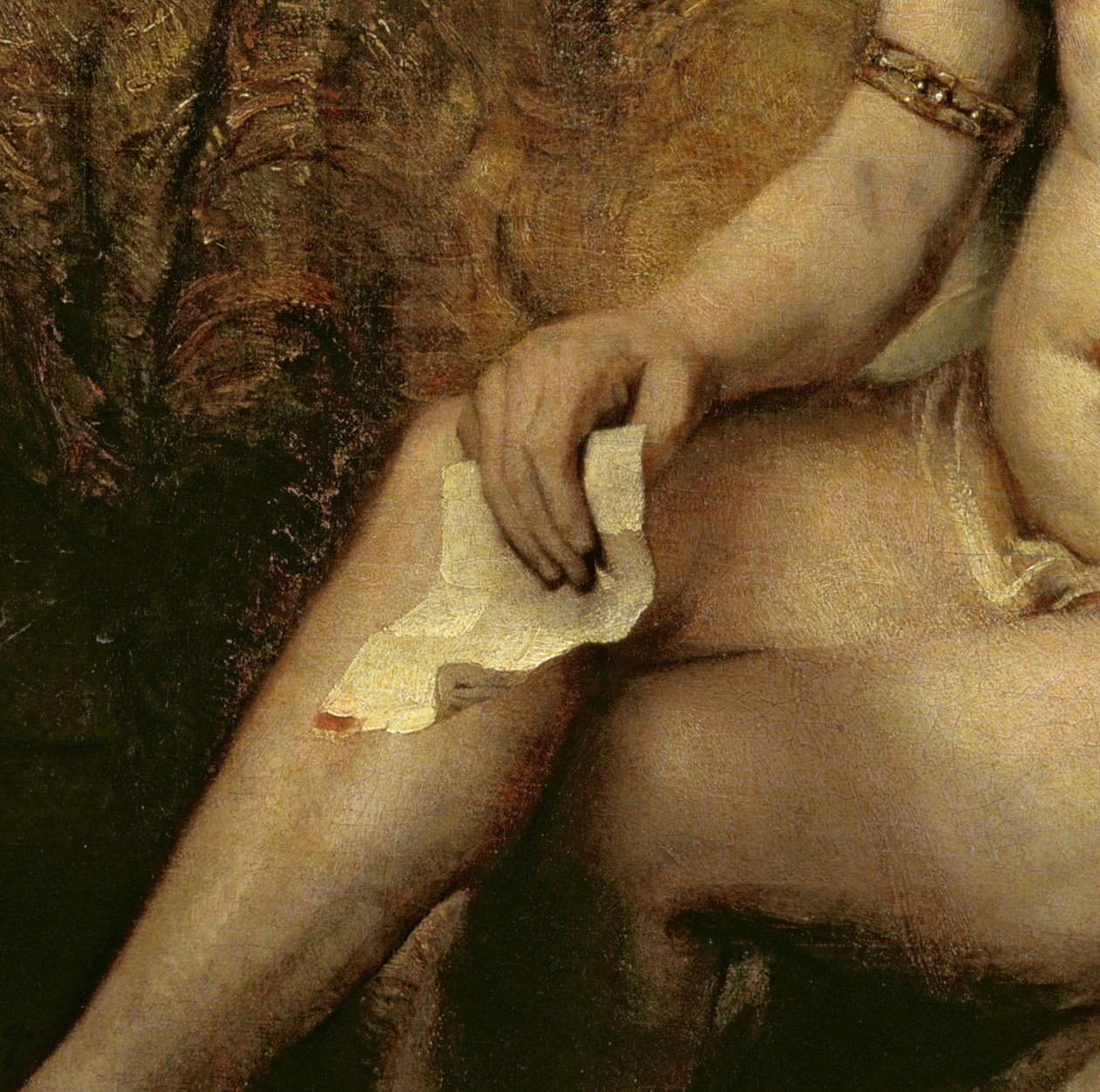 Bathsheba Bathing, 1654 (yksityiskohta 44593) tekijältä Rembrandt van Rijn