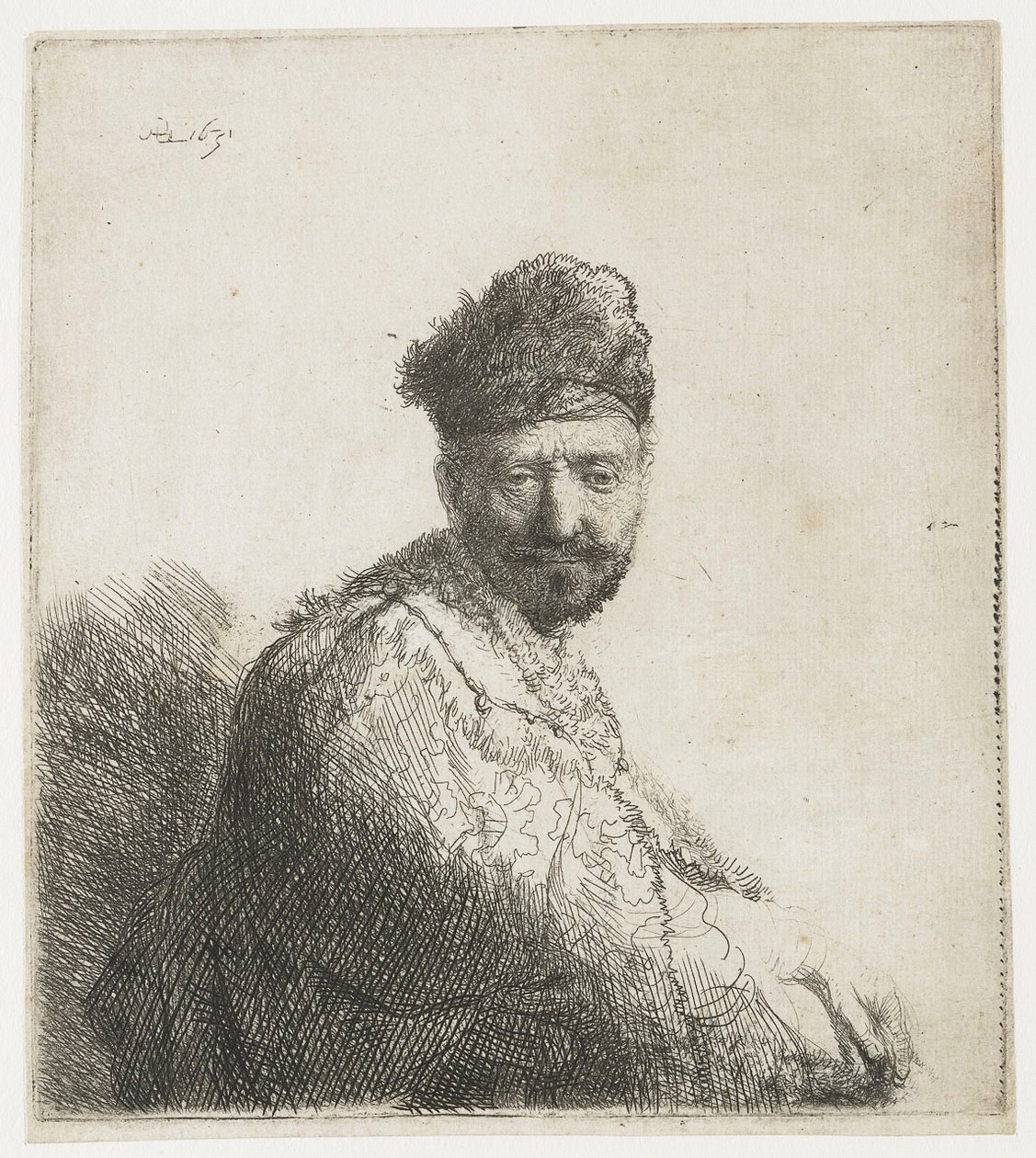Parrakas mies, turkis itämainen lippis ja viitta: taiteilijan isä tekijältä Rembrandt van Rijn