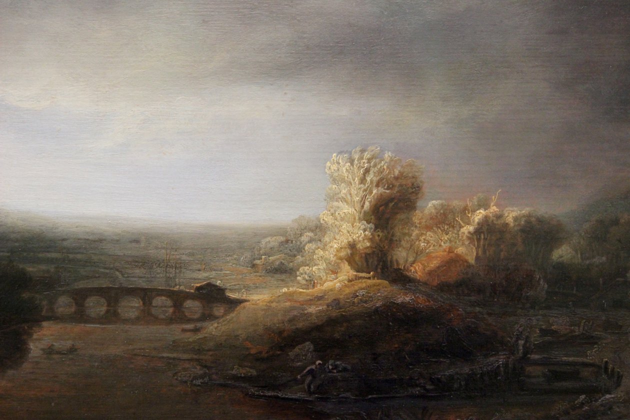 Berliinin maisema ja pitkä kaarisilta tekijältä Rembrandt van Rijn