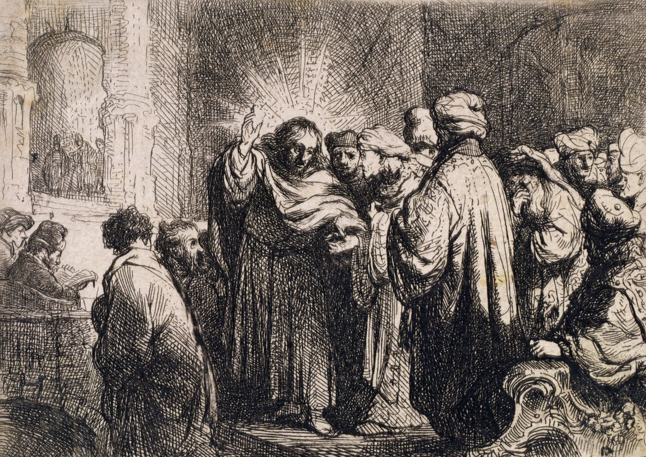Kristus vanhinten kanssa Michael Faradayn leikekirjasta tekijältä Rembrandt van Rijn