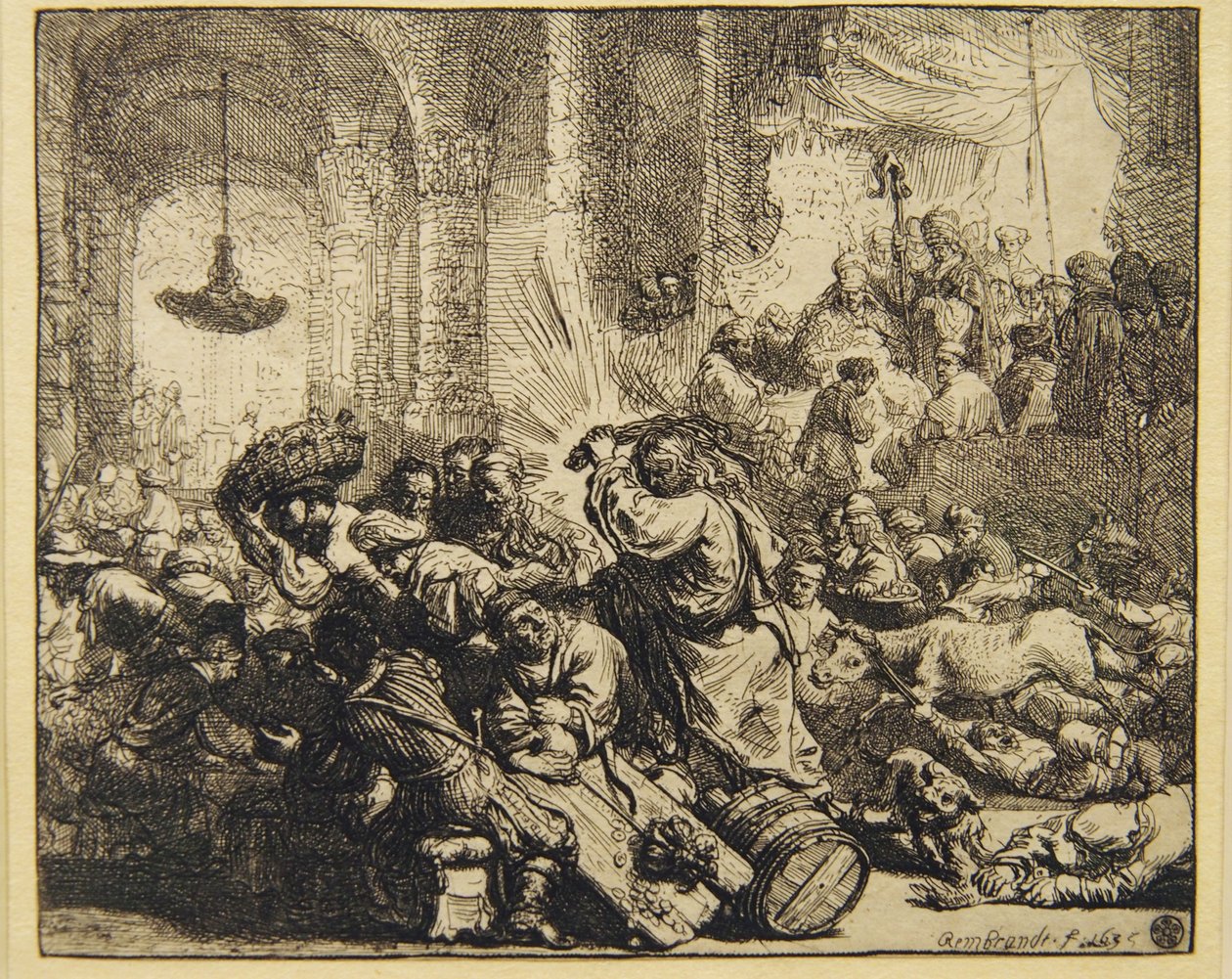 Kristus ajaa rahanvaihtajat ulos temppelistä tekijältä Rembrandt van Rijn