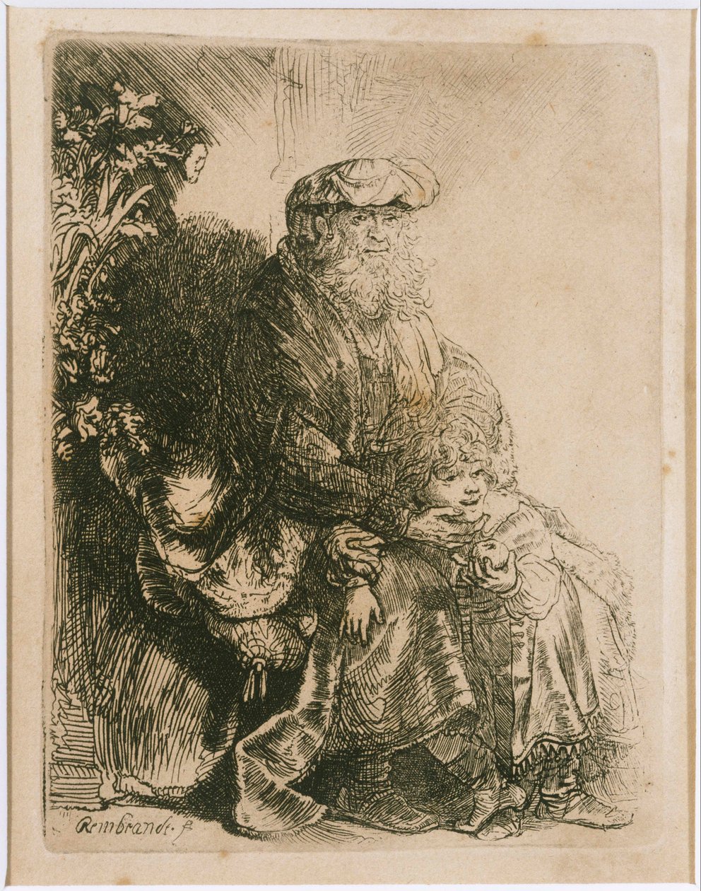 Jacob hyväili Benjaminia tekijältä Rembrandt van Rijn