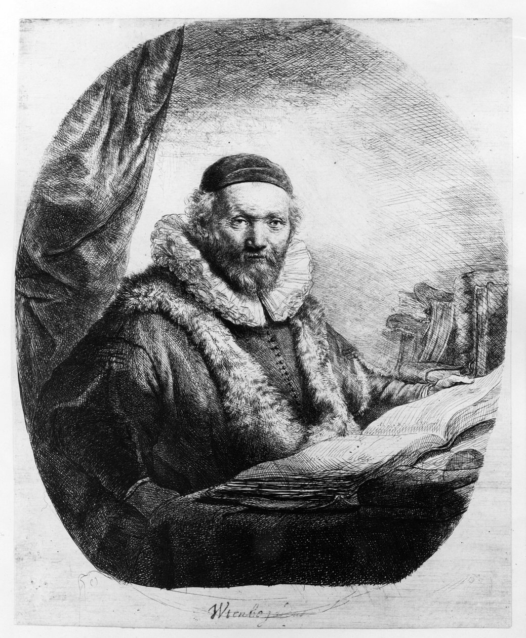 Jan Uytenbogaert, vastustajien saarnaaja, 1635 tekijältä Rembrandt van Rijn
