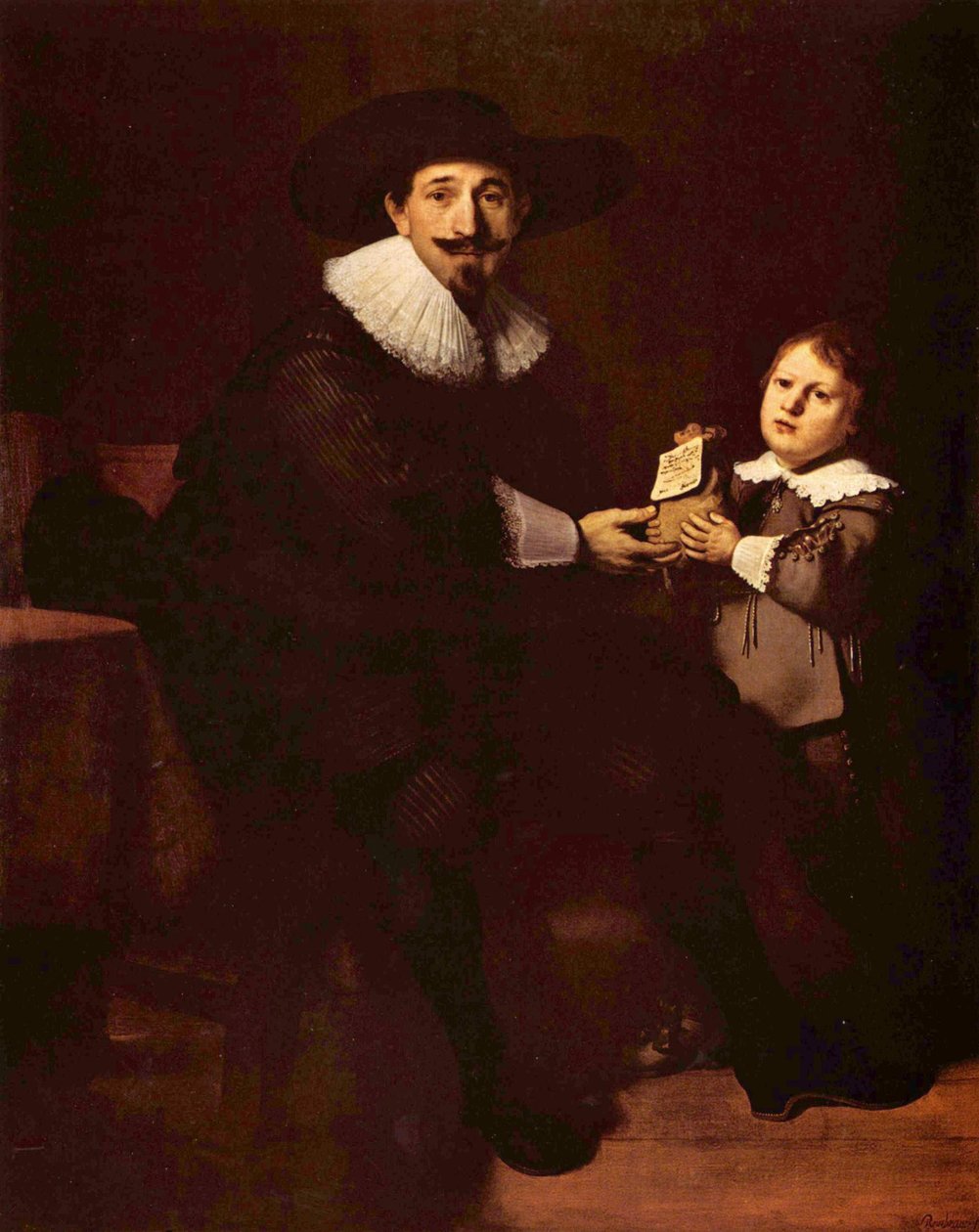 Jean Pellicorne poikansa Casperin kanssa tekijältä Rembrandt van Rijn