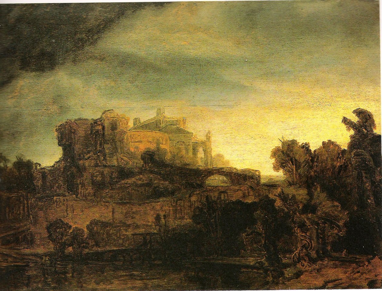 Landschaft mit Gebäuden tekijältä Rembrandt van Rijn