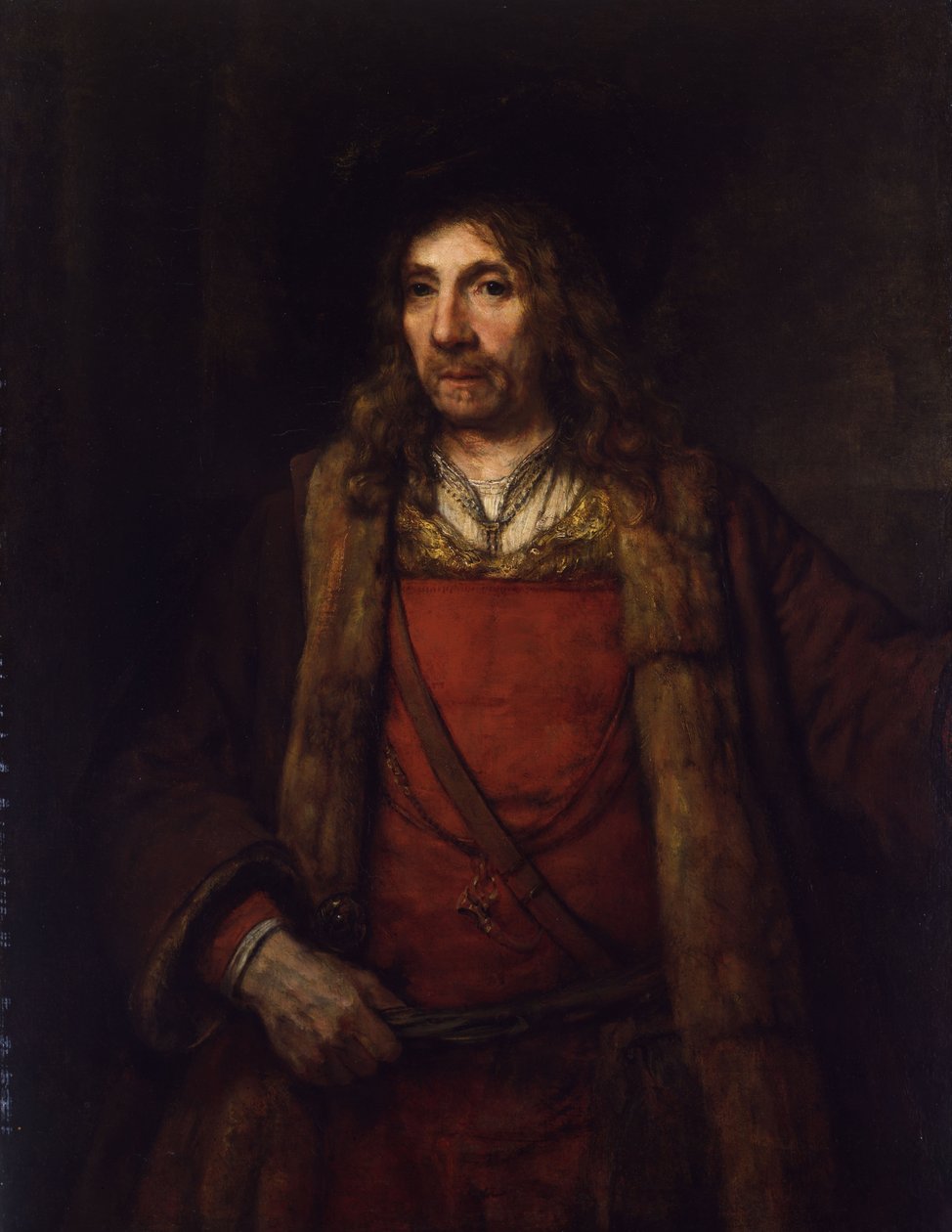 Mies turkisvuoratussa takissa tekijältä Rembrandt van Rijn