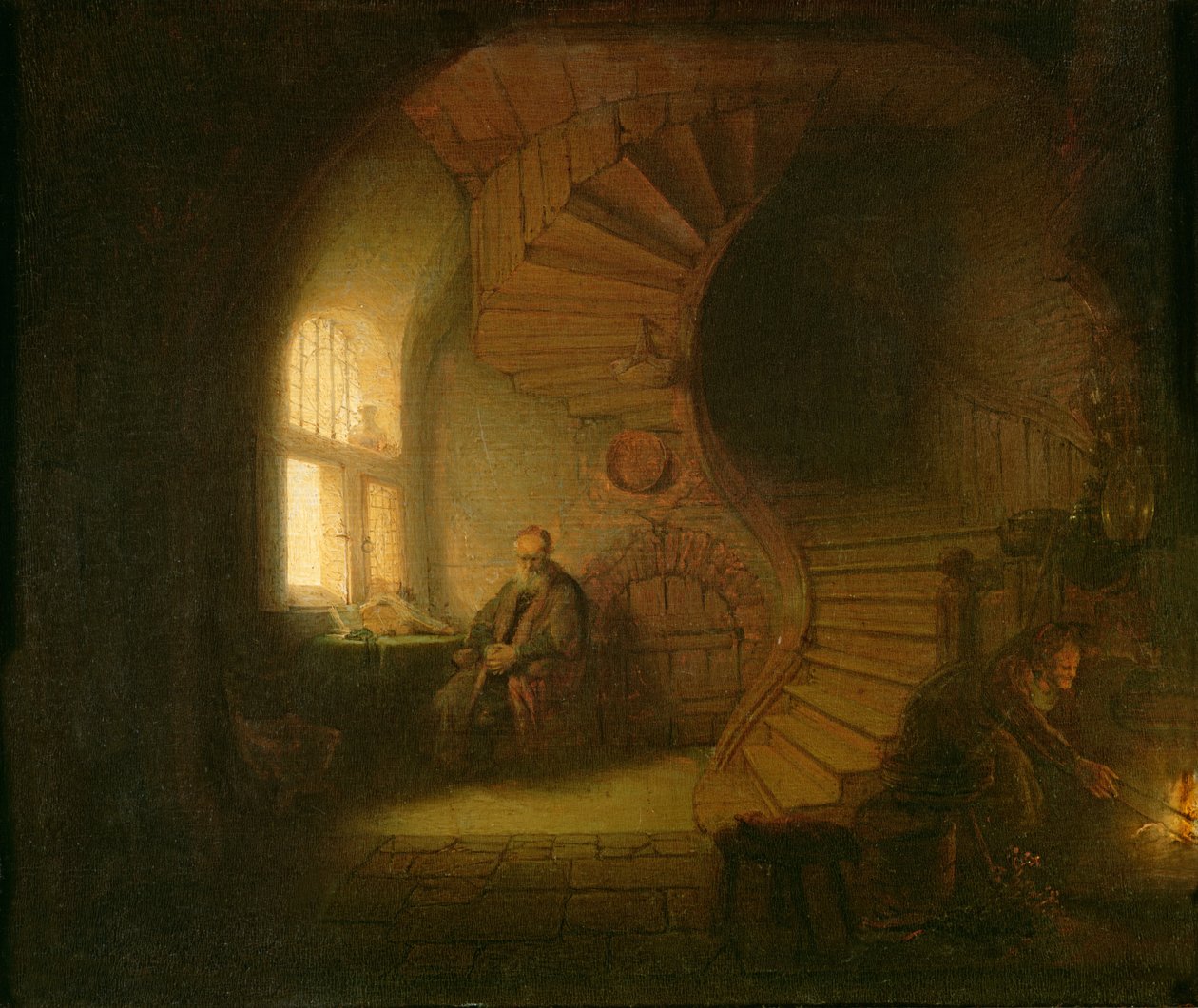 Filosofi, pohdiskelija tekijältä Rembrandt van Rijn