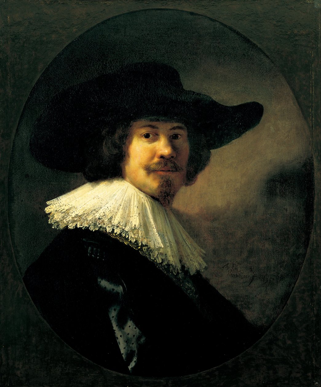Muotokuva miehestä laajalla hatulla tekijältä Rembrandt van Rijn