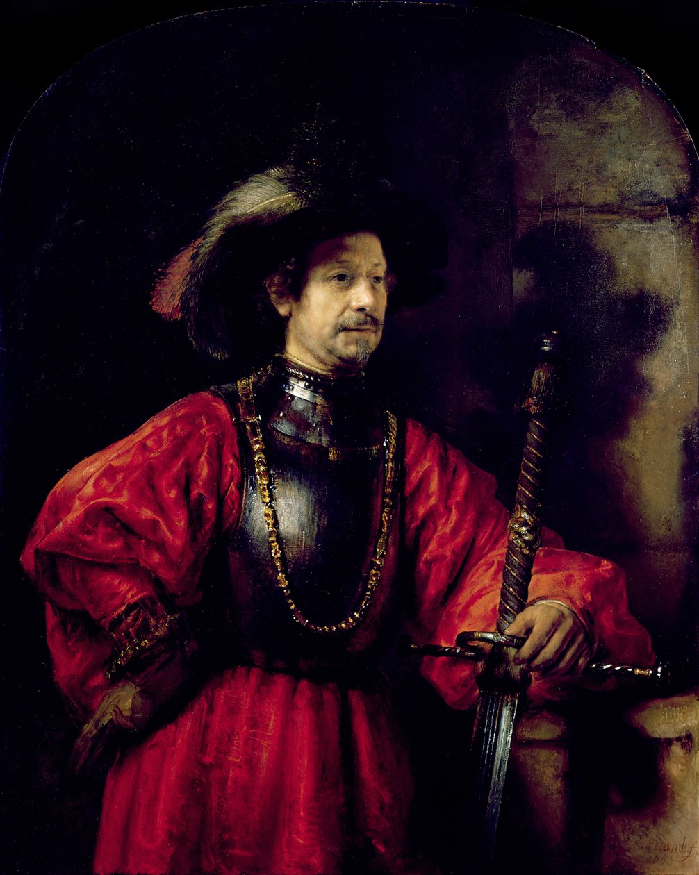 Miehen muotokuva sotilasasussa, 1650 tekijältä Rembrandt van Rijn