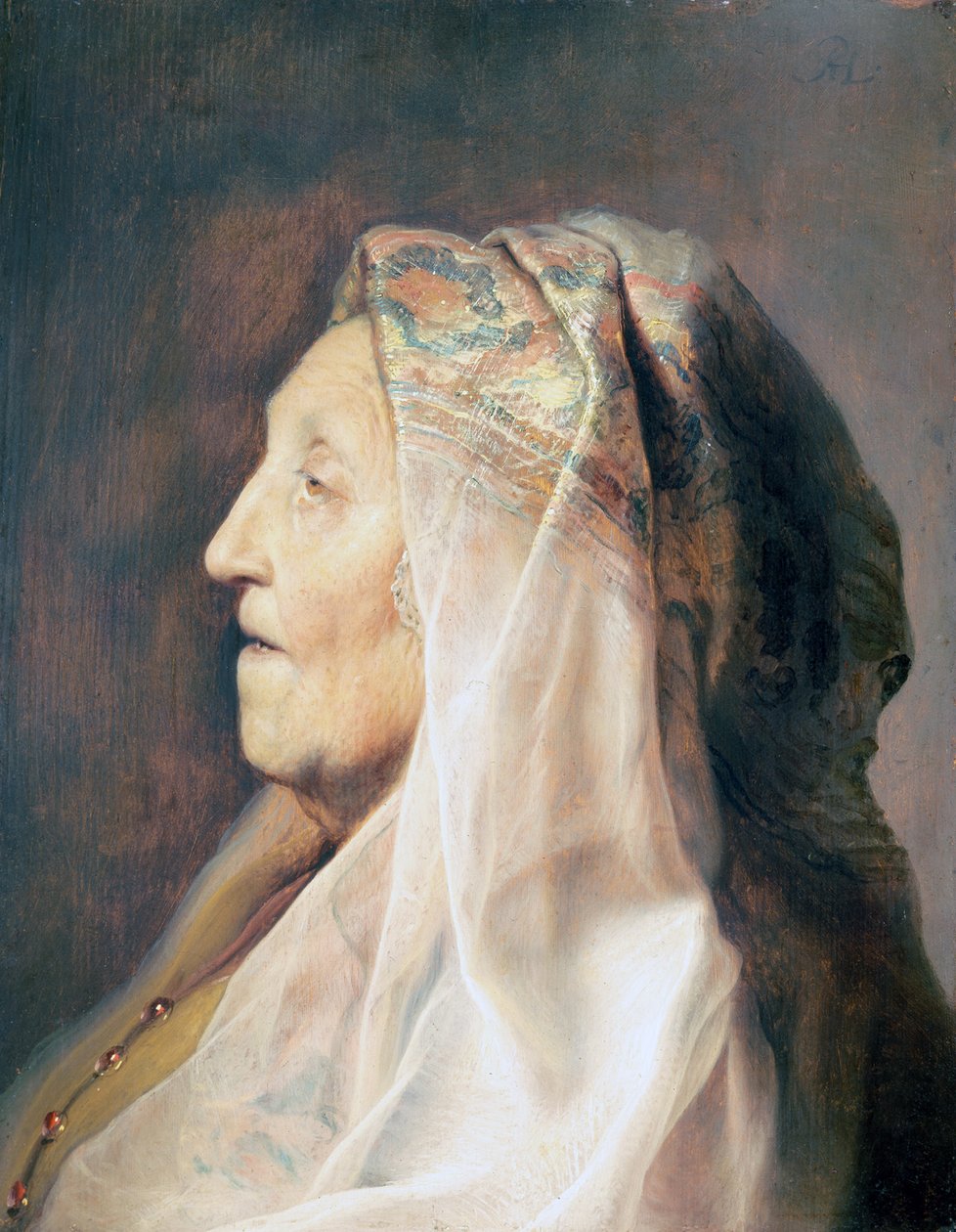 Profiili Vanhan naisen pää tekijältä Rembrandt van Rijn