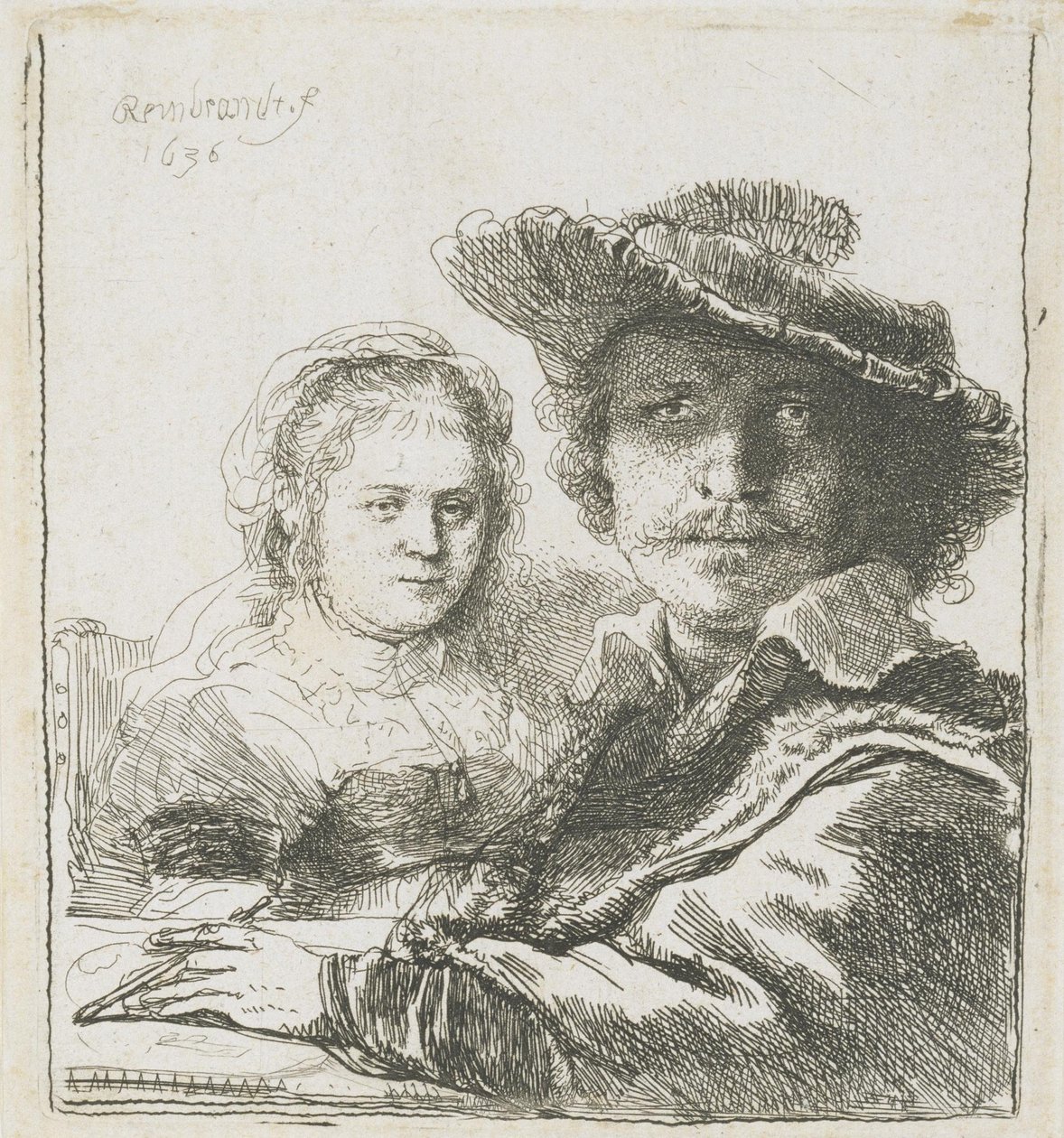 Rembrandt ja hänen vaimonsa Saskia tekijältä Rembrandt van Rijn