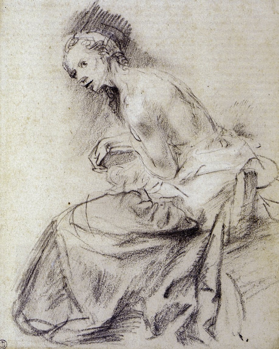 Istuva nainen alaston tekijältä Rembrandt van Rijn