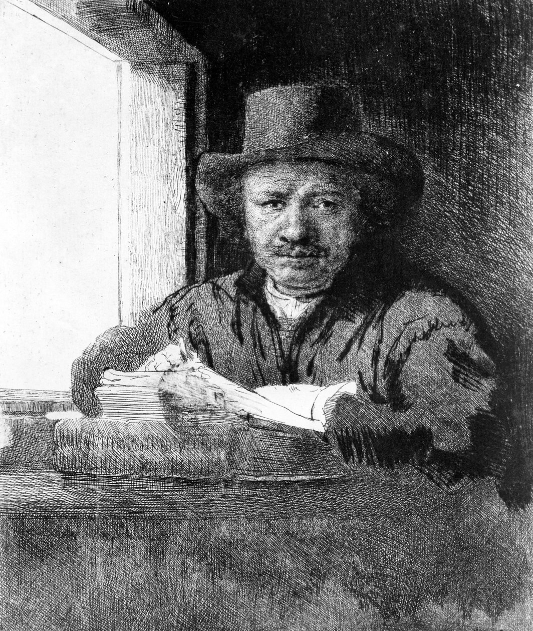 Omakuva piirtäessään, 1648 tekijältä Rembrandt van Rijn
