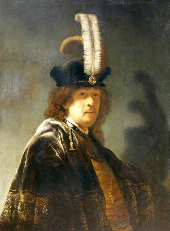 Omakuva höyhenpeitteisessä hatussa tekijältä Rembrandt van Rijn