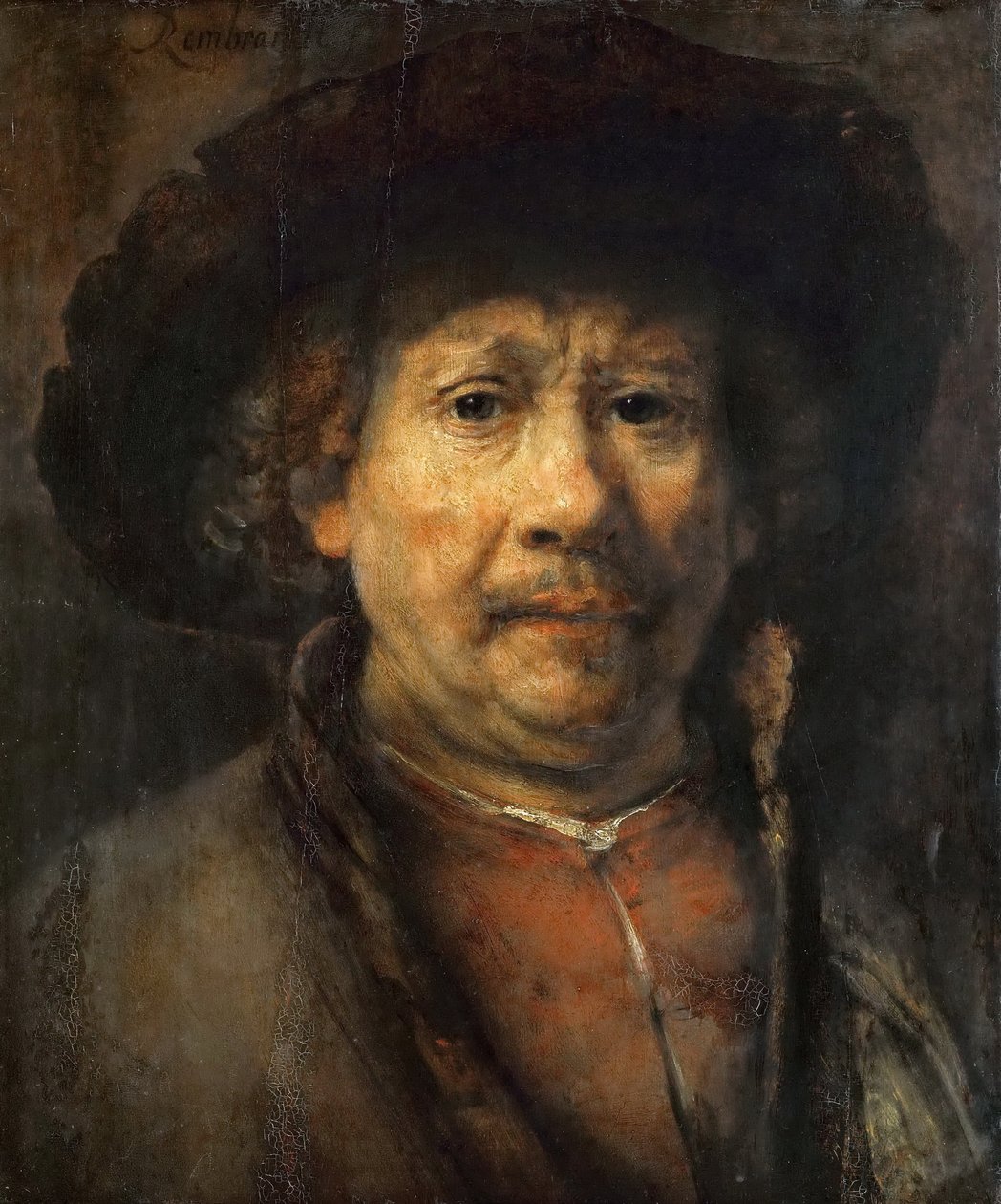 Omakuva Beretin kanssa tekijältä Rembrandt van Rijn